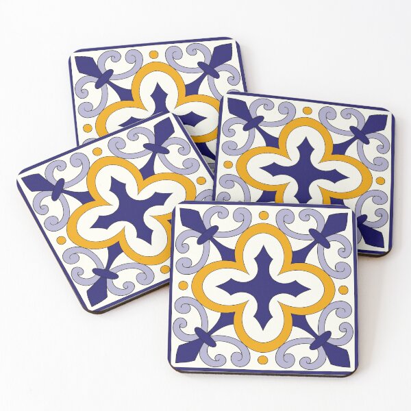 Item preview, Moroccan Tile Pattern - Yellow and Blue - Block Print Design, simple pattern designed and sold by SemDesigns1.