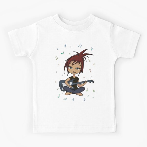 Guitar Chick (version 1, with music notes) Kids T-Shirt
