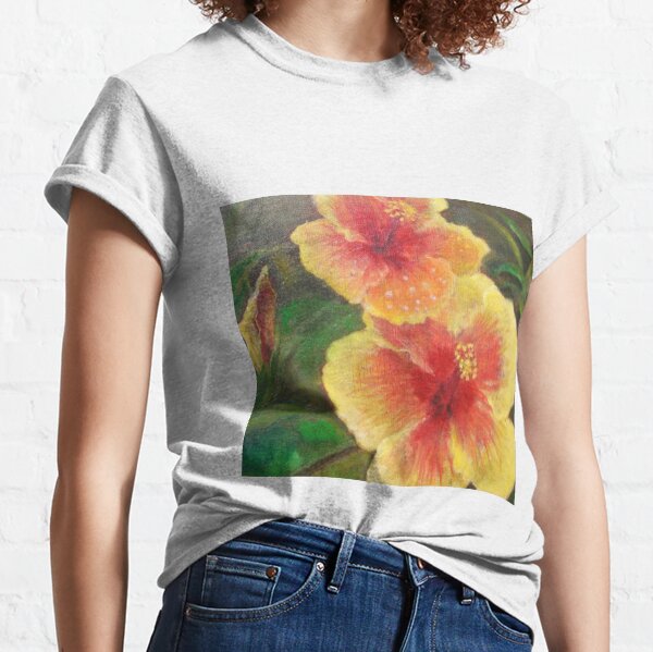 HIbiscus oil paint by Junko Classic T-Shirt