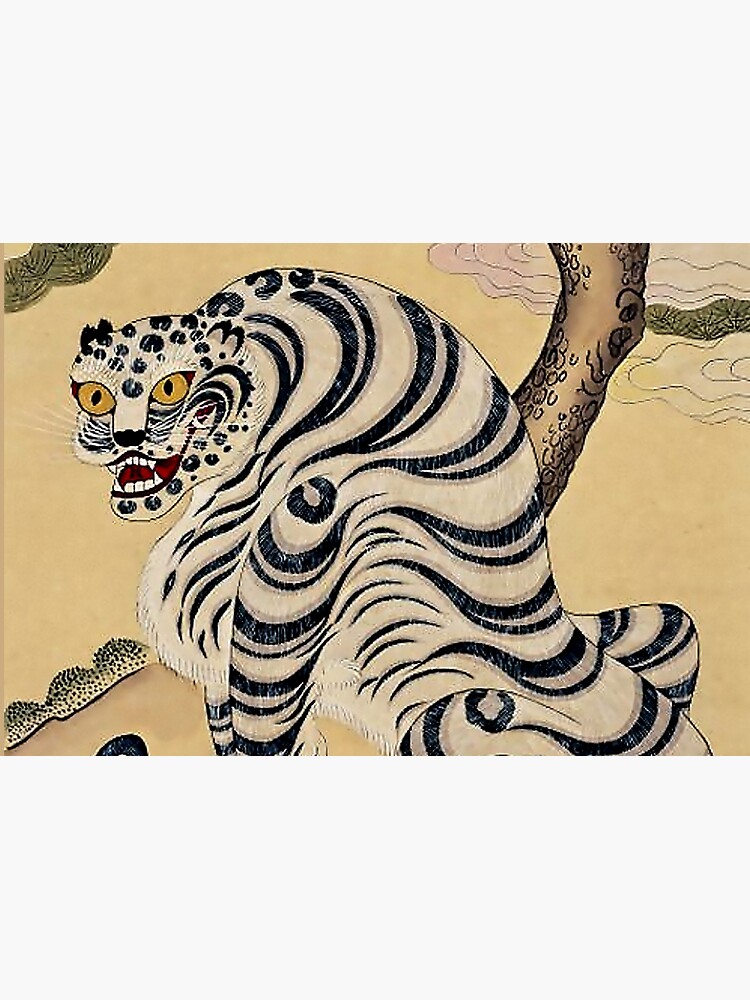 Korean Minhwa Tiger with Pipe Tiger Scarf | Redbubble