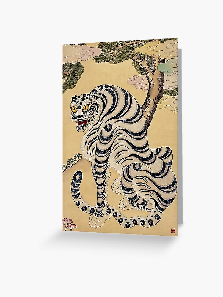 Korean Minhwa Tiger with Pipe Tiger Scarf | Redbubble