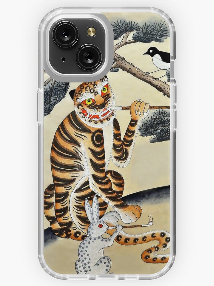 Korean Minhwa Tiger with Pipe Tiger Scarf | Redbubble