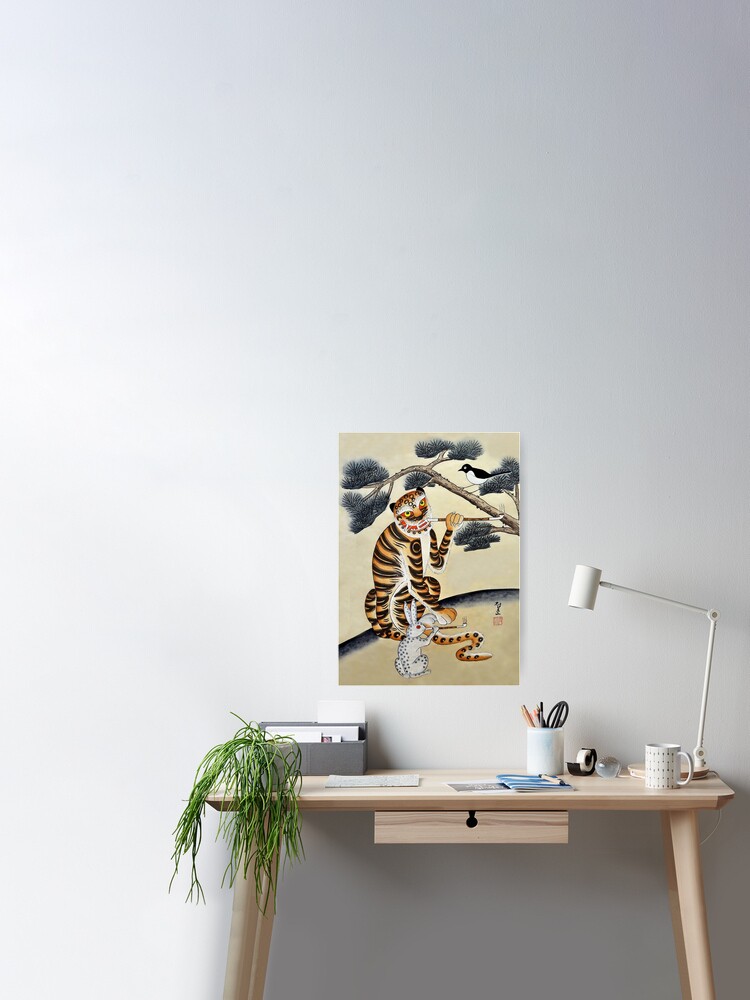 Korean Minhwa Tiger with Pipe Tiger Scarf | Redbubble