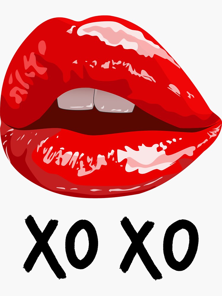 "XO XO RED LIPS GLOSSY " Sticker for Sale by AreWeDesigned Redbubble