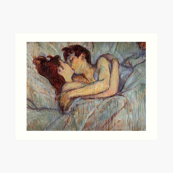 In Bed The Kiss by Henri de Toulouse-Lautrec Art Print