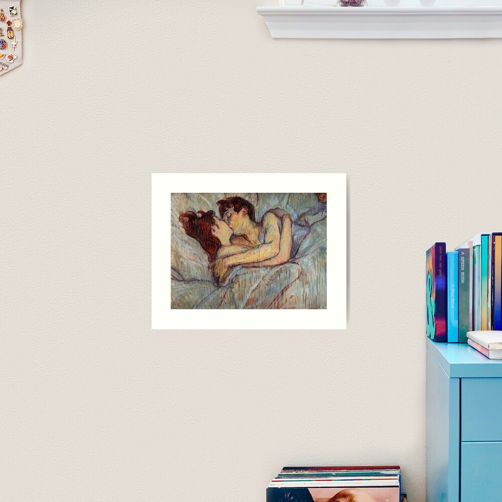 In Bed The Kiss by Henri de Toulouse-Lautrec Art Print
