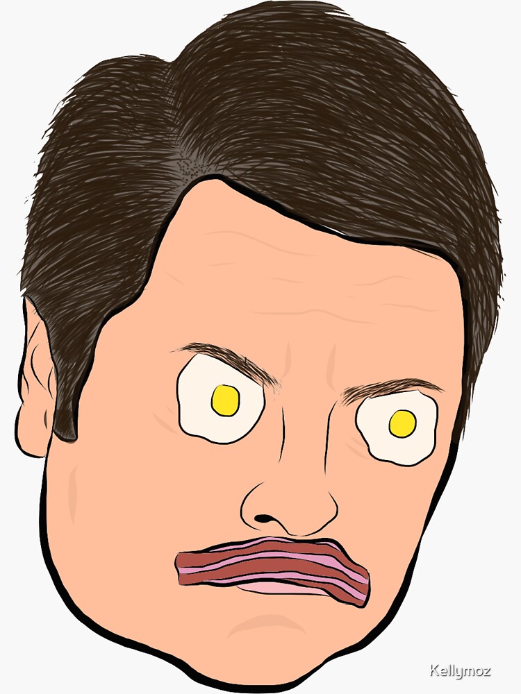 "Bacon and Eggs Ron Swanson" Sticker for Sale by Kellymoz Redbubble