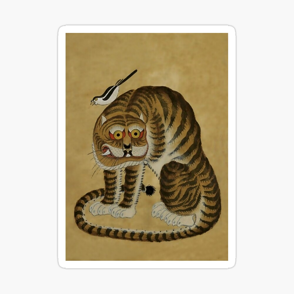 Korean Minhwa Tiger with Pipe Tiger Scarf | Redbubble