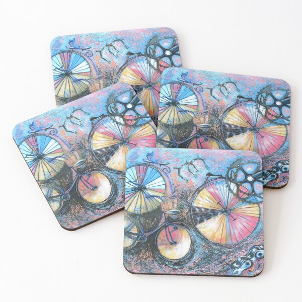 Item preview, Acrylic painting, Bicycles abstract art designed and sold by Marion Yeo.