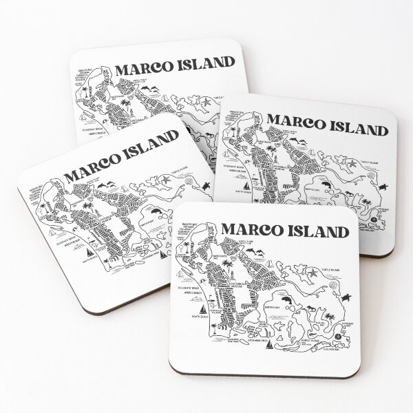 Item preview, Marco Island Map White designed and sold by fiberandgloss.
