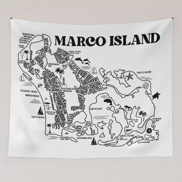 Item preview, Marco Island Map White designed and sold by fiberandgloss.