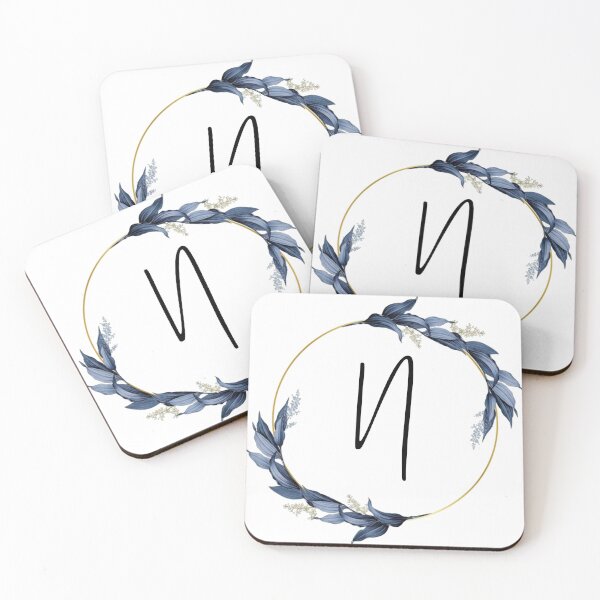 Item preview, Monogram with blue leaves letter N designed and sold by JustSeasons.