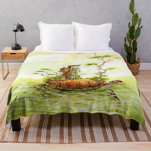 Item preview, Sea turtle with a tea shop in an ocean. designed and sold by CatCarrot.