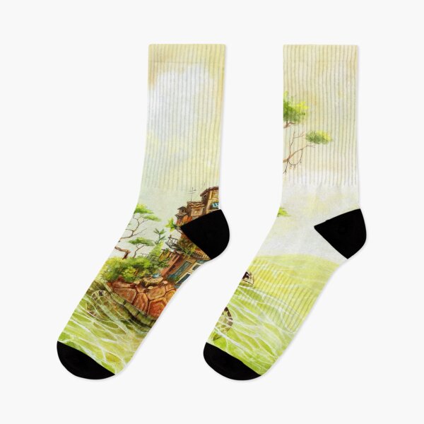 Item preview, Sea turtle with a tea shop in an ocean. designed and sold by CatCarrot.
