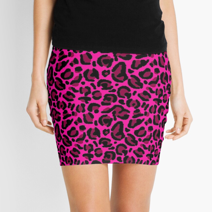 Hot Pink Y2K Aesthetic Leopard Print Mini Skirt for Sale by julieerindesign Redbubble