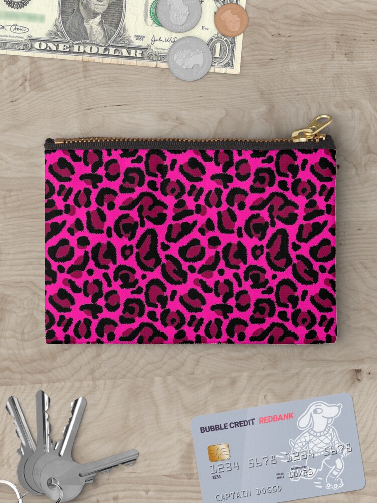 Double-zippered leopard print punk rock pouch retailer