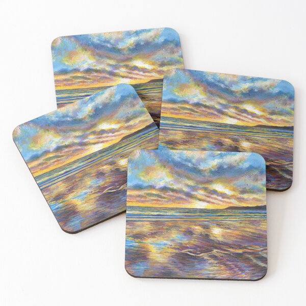 Item preview, Acrylic painting, Gower, Wales, beach sunset art designed and sold by Marion Yeo.