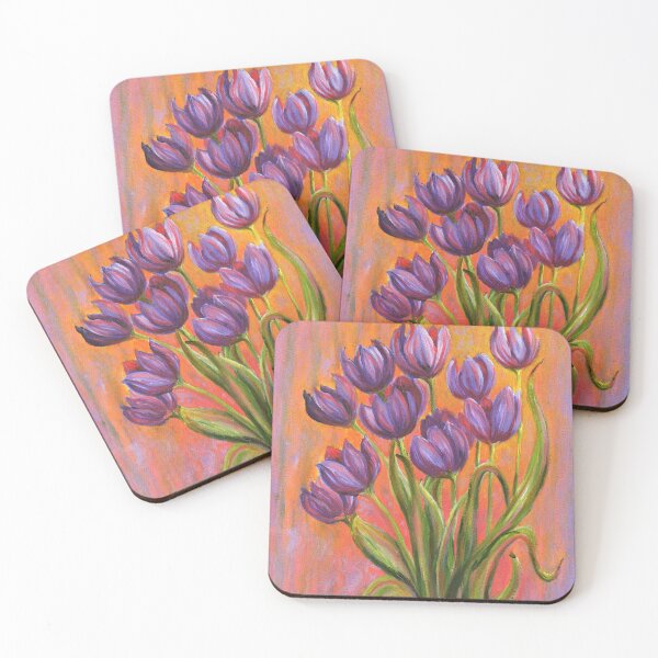 Item preview, Acrylic painting, purple tulips contemporary flowers art designed and sold by Marion Yeo.