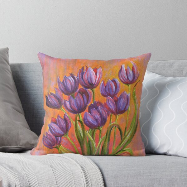 Item preview, Acrylic painting, purple tulips contemporary flowers art designed and sold by Marion Yeo.