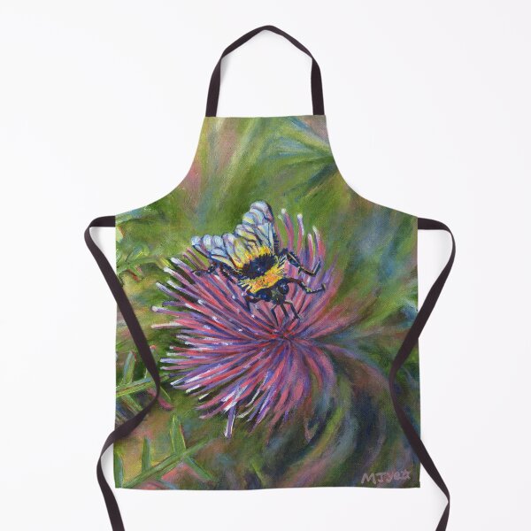 Item preview, Acrylic painting, Bee on thistle nature art designed and sold by Marion Yeo.