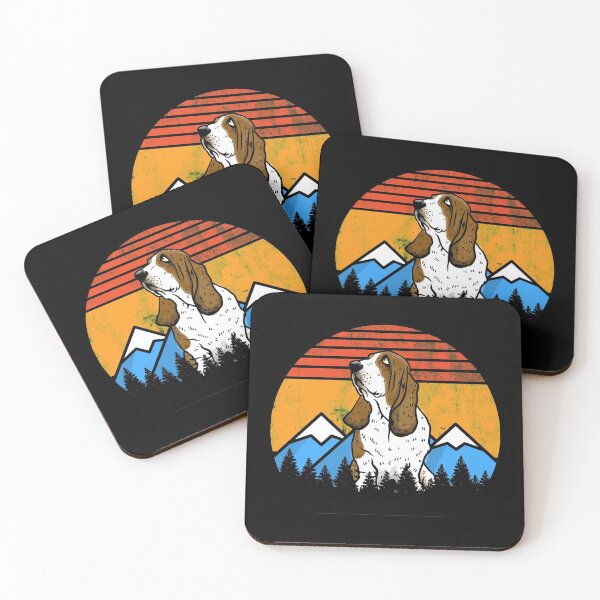 Item preview, Vintage Basset Hound Sunset Mountains Forest Retro Distressed Gift designed and sold by Guarddogdrive.