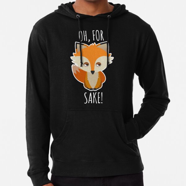 Mens Hooded Sweatshirt Oh for Fox Sake Oversized Classic Print Casual Gray S 