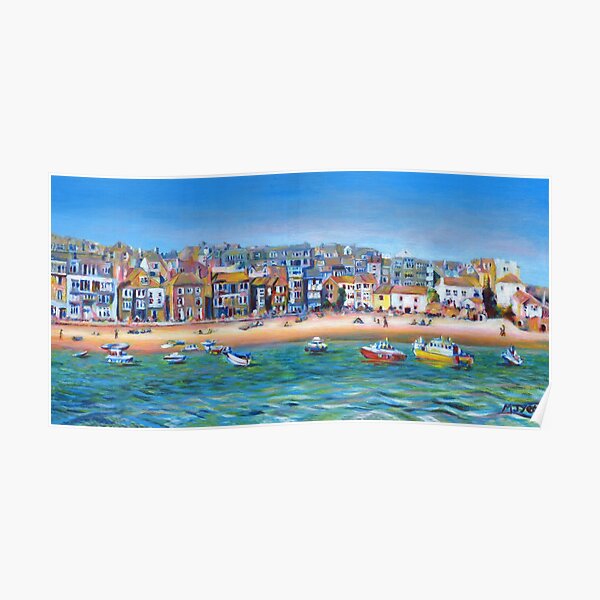 Acrylic painting, St Ives Harbour, Cornwall art Poster