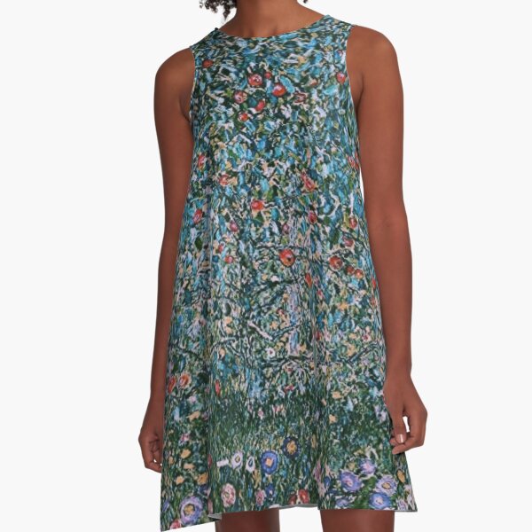 Gustav Klimt Mid Calf dress linen maxi dress wide linen dress 100% linen loose fit dress