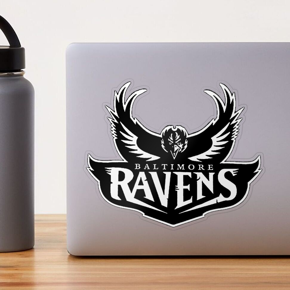 Ravens b+w Sticker for Sale by rma-art