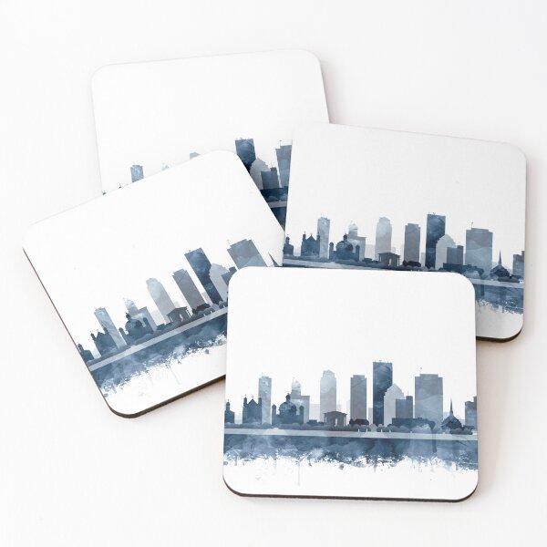 Item preview, Dayton Skyline Watercolor Navy Blue by Zouzounio Art designed and sold by zouzounioart.