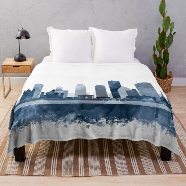 Item preview, Dayton Skyline Watercolor Navy Blue by Zouzounio Art designed and sold by zouzounioart.