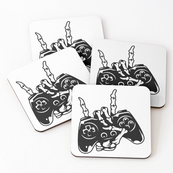 Item preview, Vintage Monochrome Gaming Gamepad Held by Skeleton Hand designed and sold by WearWolfDesigns.