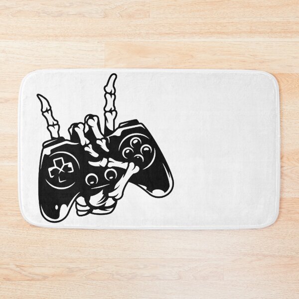 Item preview, Vintage Monochrome Gaming Gamepad Held by Skeleton Hand designed and sold by WearWolfDesigns.