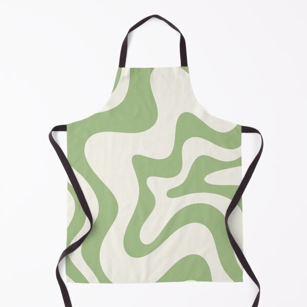 Item preview, Retro Liquid Swirl Abstract Pattern Square in Light Sage Green and Cream designed and sold by kierkegaard.