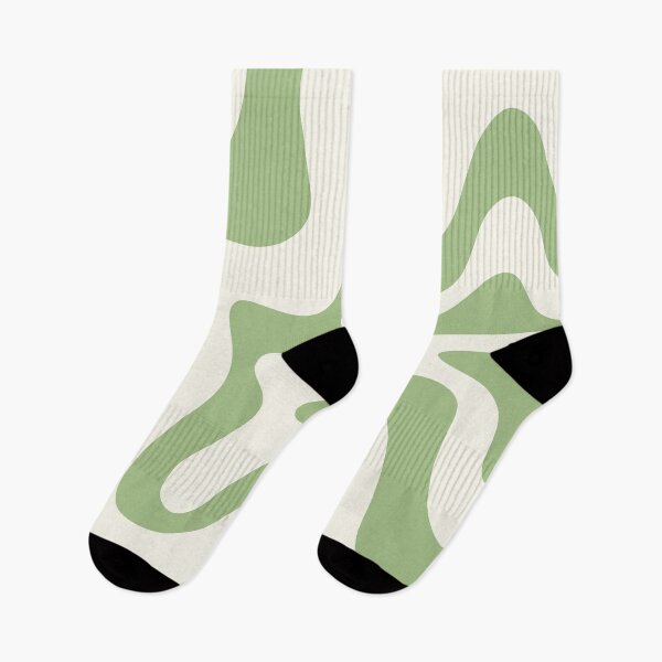 Item preview, Retro Liquid Swirl Abstract Pattern Square in Light Sage Green and Cream designed and sold by kierkegaard.