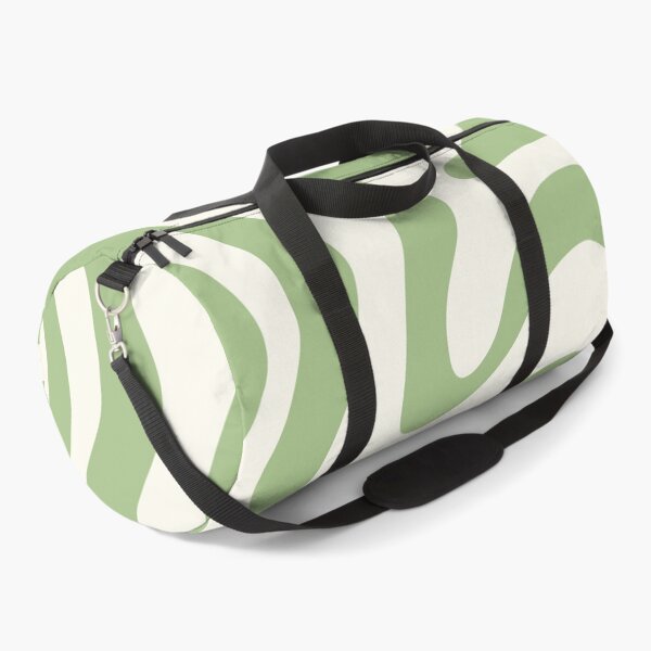 Item preview, Retro Liquid Swirl Abstract Pattern Square in Light Sage Green and Cream designed and sold by kierkegaard.