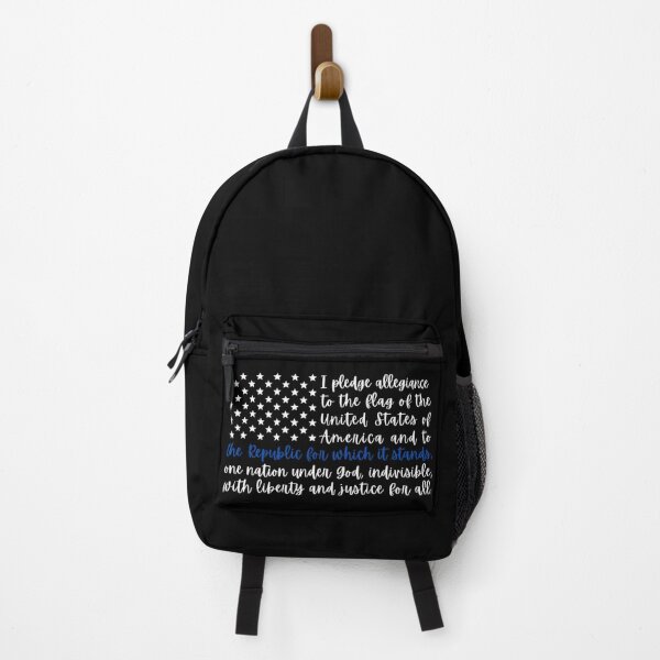 Item preview, Fancy Pledge of Allegiance American Blue Line Flag designed and sold by PolishedPin.