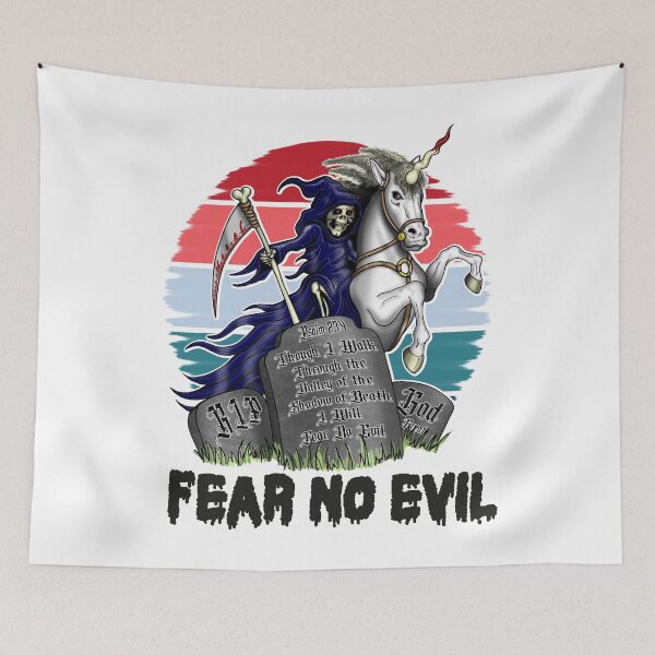 Item preview, Death Riding Unicorn Fear No Evil Skeleton designed and sold by Status71.