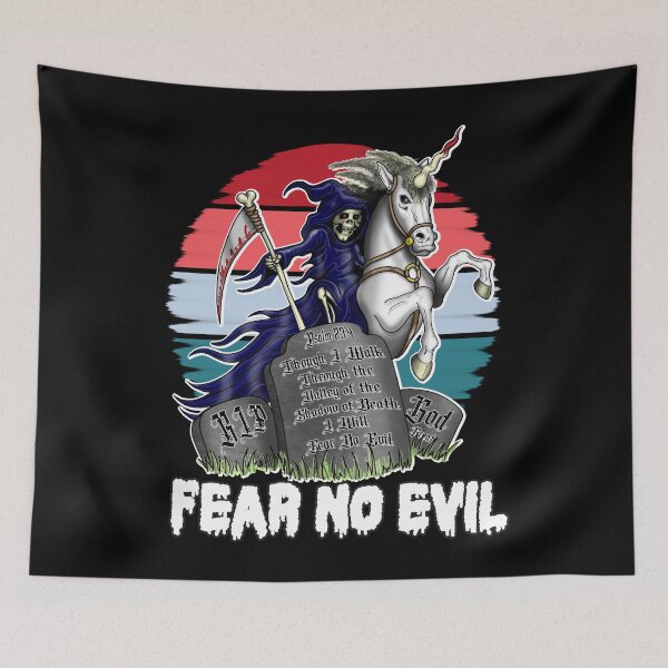 Item preview, Death Riding Unicorn Fear No Evil Skeleton designed and sold by Status71.
