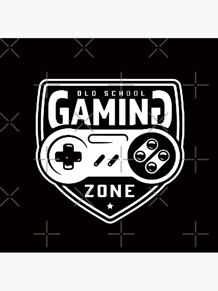 "Old School Gaming Zone Vintage Gamepad Monochrome Gaming White" Poster