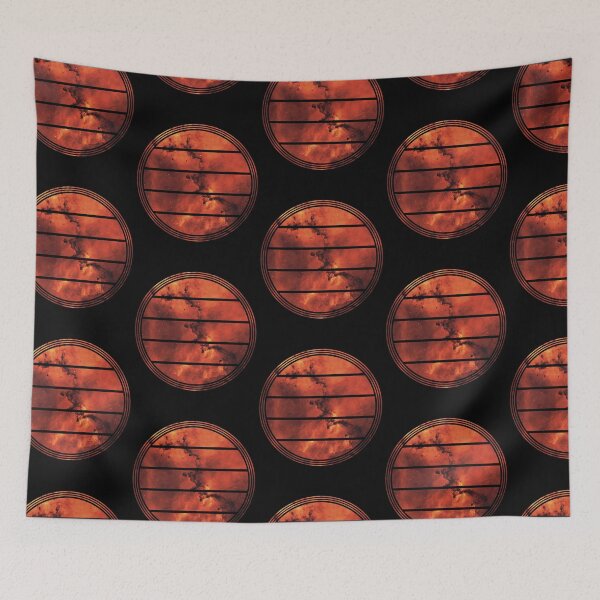Item preview, Orange and Red Nebula and Stars in Abstract Parting in the Night Sky designed and sold by BtheLight.