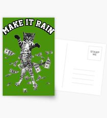 Dollar bills kitten - make it rain money cat Postcards