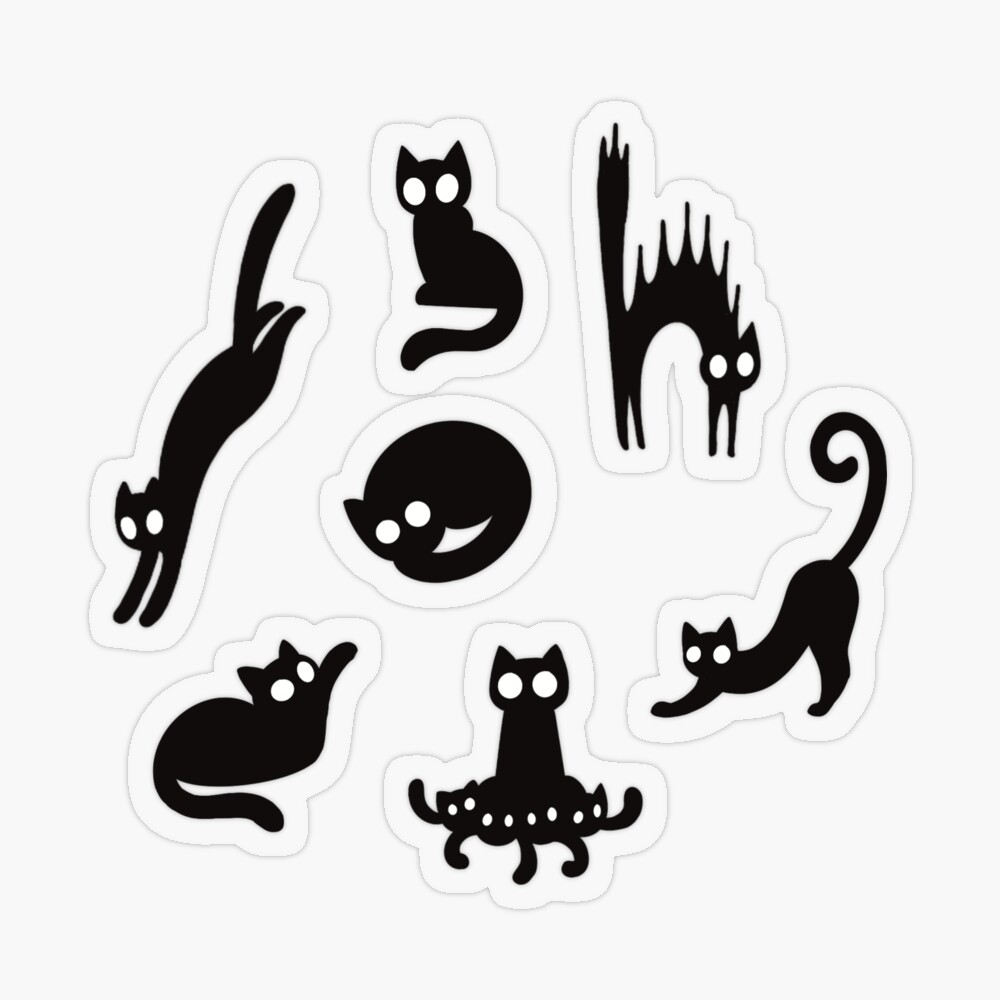 10 Halloween Black Cat Stickers AI Graphic by WhiteBrownie