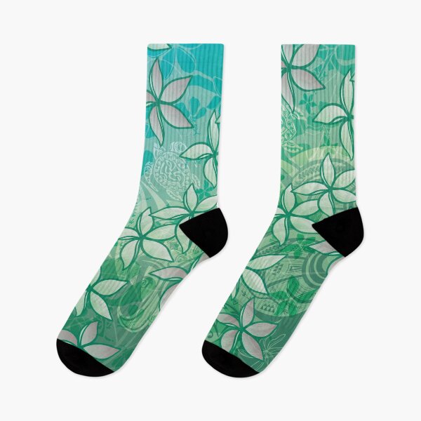 Artikelvorschau, Blaugrüner hawaiianischer Stammes-Plumeria-Druck entworfen und verkauft von sunnthreads.