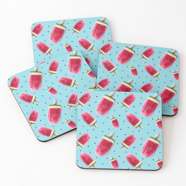 Item preview, Watermelon Popsicles, Red And Green on Blue Background  designed and sold by nancyelias.