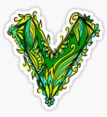 V like vegan, vegetarian, plant, save planet earth, green lifestyle Sticker