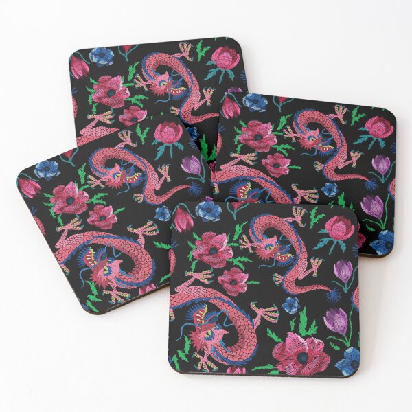 Item preview, Embroidered Dragons and Flowers designed and sold by FunWithChemo.