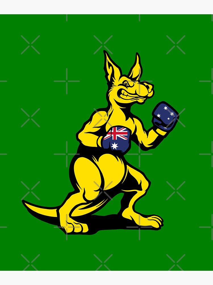 "Boxing Kangaroo, Australian Boxing Kangaroo, Green and Gold" Sticker for Sale by JasKeiDesigns