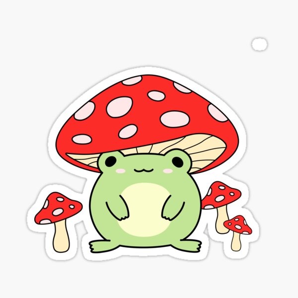 Frog With Mushroom Hat Kawaii Frog Cottagecore Aesthetic Sticker For Sale By Adam07 Redbubble