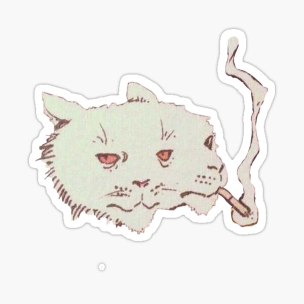 Cannabis Cat Vinyl Sticker - Cool Cat Stickers for Weed Smokers